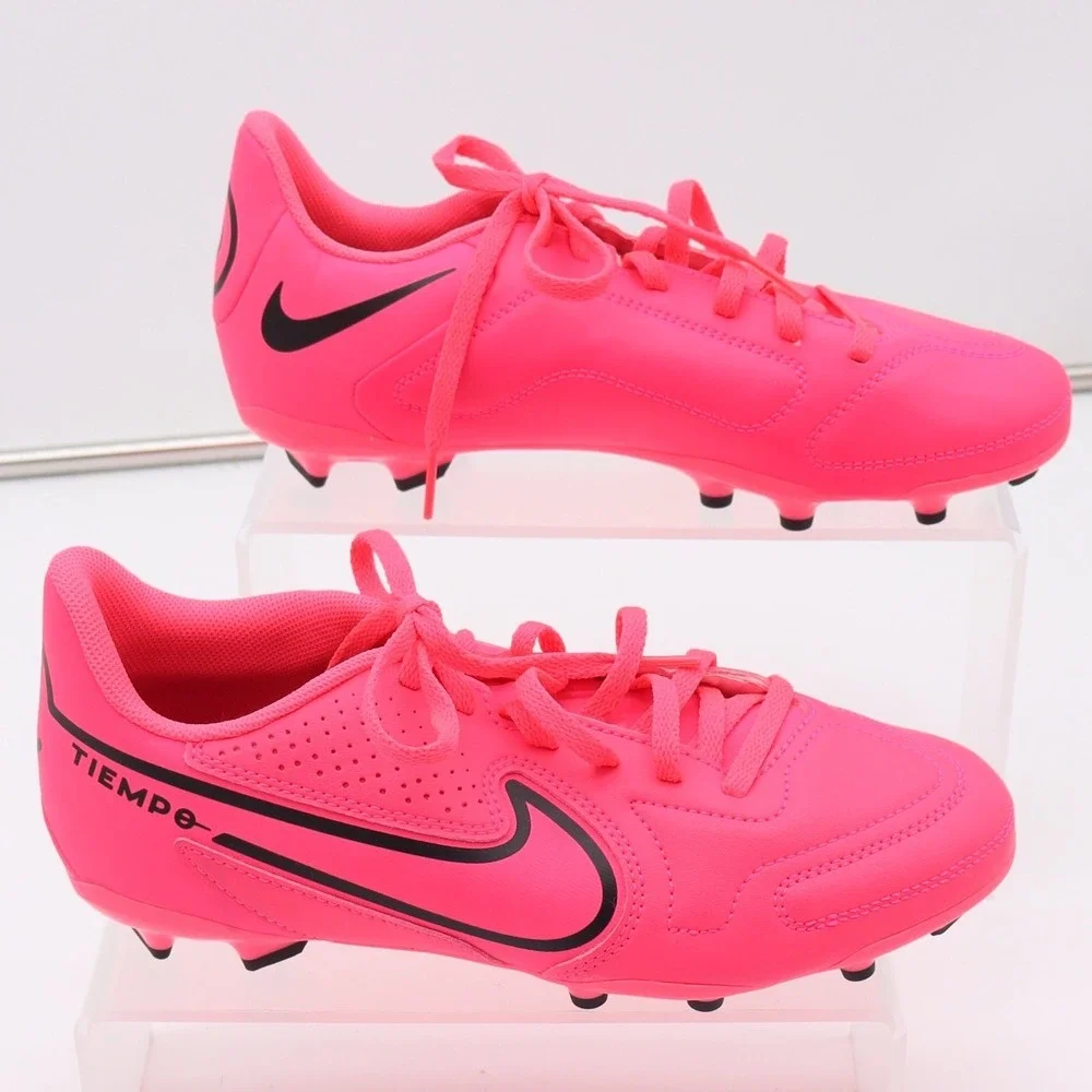Nike Soccer Cleats Youth 5.5 Tiempo Pink Black Athletic Firm Ground Excellent